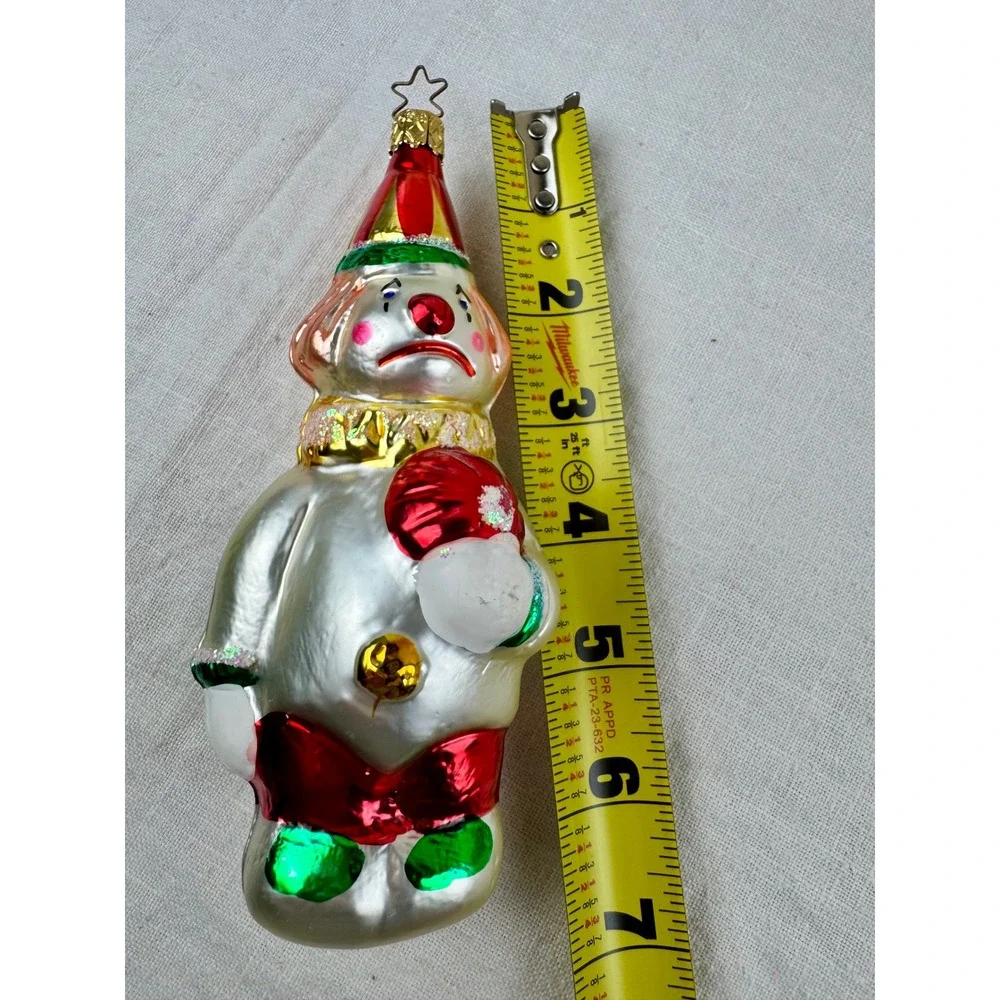 Vintage German Glass Sad Clown Christmas Ornament Hand Painted Made in Germany